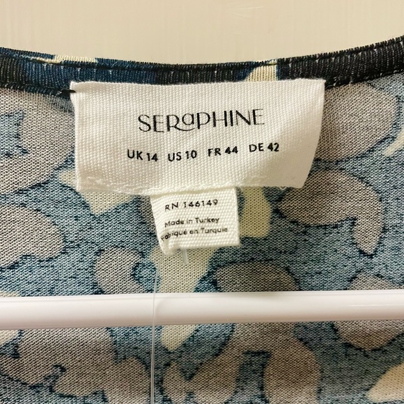 Seraphine Blue Twist Front V-Neck Nursing Dress  Size 10 - Picture 4 of 11